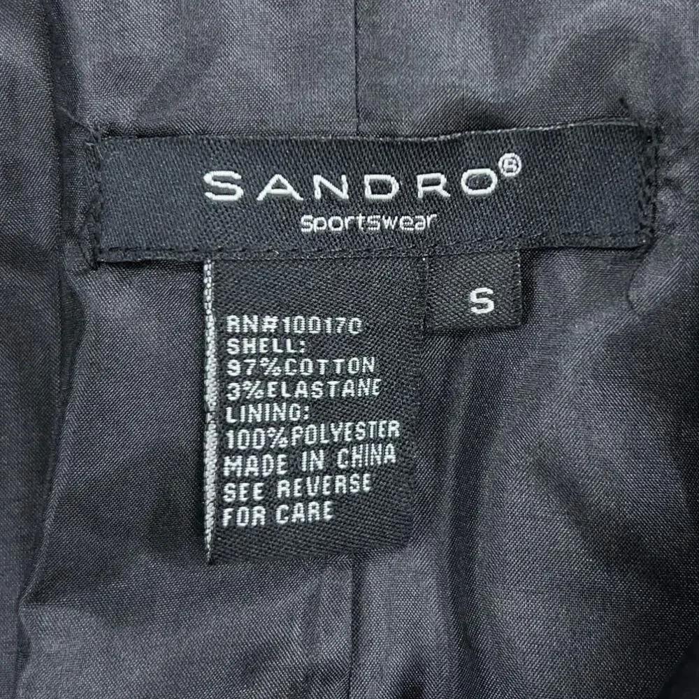 Sandro Womens Size S Biker Jacket Asymmetrical Cotton Zip Pockets Black